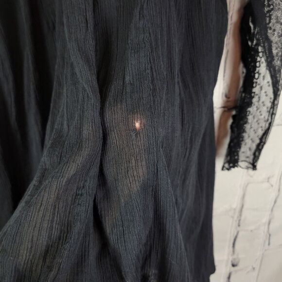 Free People rare Write About Love solid black lace mesh embroidered mini dress - Picture 11 of 12